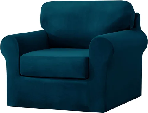 Miniatura 84 de UNBBRRL Fundas de sofá de 3 piezas para sofá, funda de terciopelo elástico para sillón con 1 funda de cojín de asiento y 1 funda de respaldo