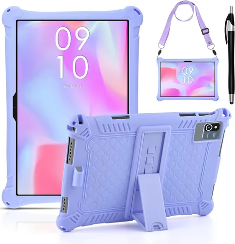 Miniatura 9 de DETUOSI Funda de silicona para tablet Okaysea de 10,1 pulgadas con lápiz stylus y correa para el hombro, funda con soporte multiángulo, funda suave