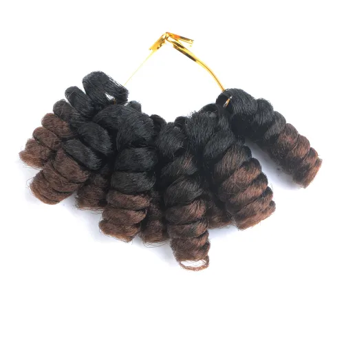 Miniatura 11 de Saniay - 3 paquetes de trenzas de ganchillo cortas trenzadas de ganchillo con espiral, rizos con espiral jamaicana, 20 mechones por paquete