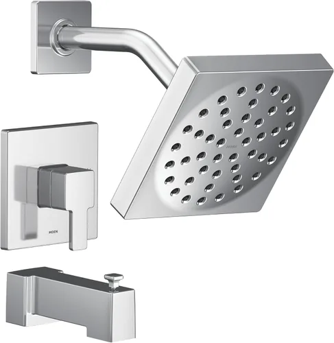Miniatura 5 de Moen UTS2713EPBN 90 Degree M-CORE 2-Series 1-Handle - Kit de molduras para bañera y ducha, requiere válvula, níquel cepillado