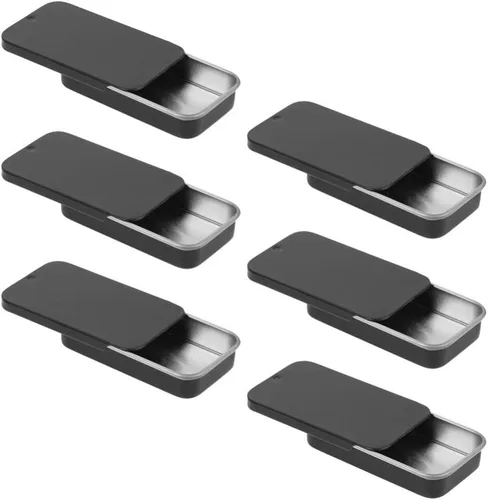 UPKOCH Caja de almacenamiento de caramelo con tapa deslizante de metal, organizadores de placas de hojalata, contenedores de píldoras pequeños, caja