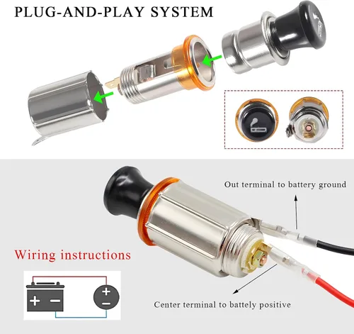 Miniatura 4 de Encendedor de Coche Yourkar, Enchufe de Encendedor de Cigarrillos DC 12V para Auto, Encendedor de Cigarrillos con Cable para la mayoría de Coches, 1