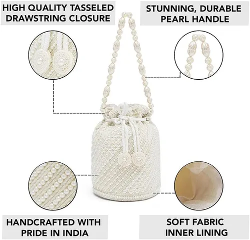 Miniatura 4 de Aheli Bags Gift for Women Evening Bag Clutch Ethnic Bride Purse with Drawstring