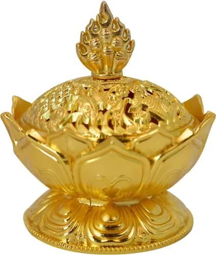 Miniatura 8 de Buddha Lotus Flower Zinc Aleación Metal Incienso Quemador Incienso Titular Incienso Incienso para palo/Cono/Pequeña Bobina Incienso Gris metálico