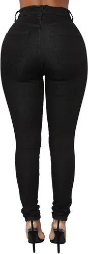 Miniatura 5 de KUNMI - Pantalones de mezclilla clásicos de cintura alta para mujer, elásticos, con efecto de levantamiento de glúteos, ajustados