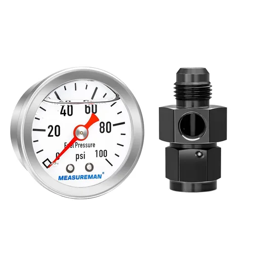 Miniatura 24 de MEASUREMAN - Manómetro, 0 a 15 psi, relleno glicerina, esfera 1.5 pulgadas, caja acero inoxidable 304, montaje central posterior 1/8 NPT, adaptador