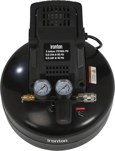 Miniatura 3 de Ironton Compresor de Aire Tipo Panqueque Sin Aceite, 0.3 HP, 3 Galones, 110 PSI