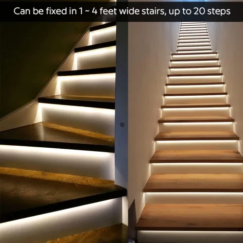 Miniatura 7 de Luces Inteligentes para Escaleras con Sensor de Movimiento, Kit de Iluminación para Escaleras Interiores ES32 Sensor PIR, 4 Pies de Ancho, Cortable