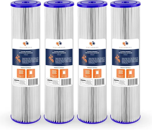 Aquaboon Cartucho de filtro de agua plisado para toda la casa de 5 micras, 20 x 4.5 pulgadas, compatible con ECP5-20BB, SPC-45-2005, paquete de 4