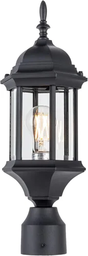 Miniatura 10 de LIT-PaTH Farol de poste de iluminación para exteriores, base mediana E26 máx. 60 W, carcasa de aluminio más vidrio, paquete de 2, acabado negro