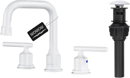 Miniatura 23 de WOWOW - Grifo de baño de diseño estándar de 8 pulgadas, 3 piezas para lavabo, llave mezcladora giratoria en 360 grados, acabado cromado, moderno