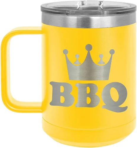 Miniatura 11 de Taza de café para barbacoa King de 15 onzas con tapa superior deslizante, taza de café de viaje aislado idea de regalo para los hombres que tienen