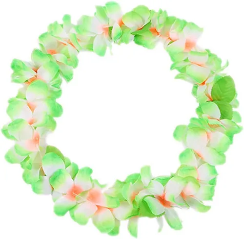 Miniatura 4 de 4 piezas de leis hawaianos de color verde claro con hojas verdes para fiesta de graduación, fiesta de baile, accesorio de fotos en exteriores