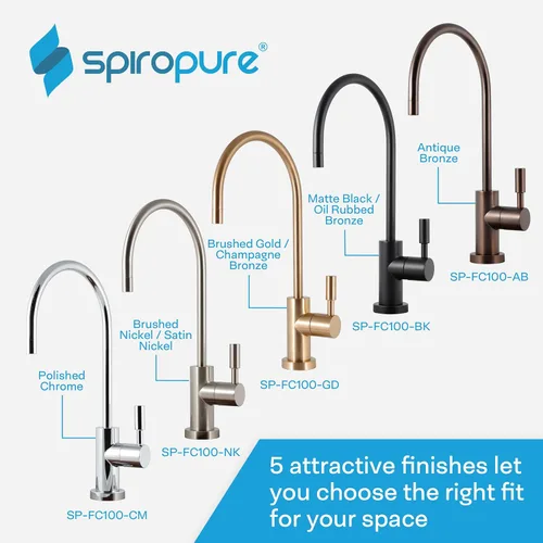 Miniatura 8 de SpiroPure Grifo RO de aire sin plomo certificado NSF, oro cepillado/bronce/latón, grifo de filtro de agua de reemplazo de ósmosis inversa, grifo