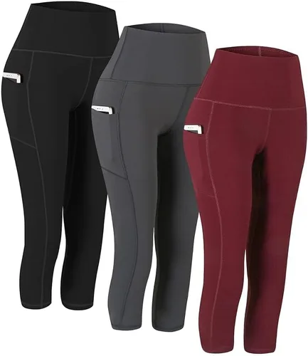 Miniatura 17 de Fengbay 3 Pack High Waist Yoga Pants with Pocket Leggings Tummy Control Workout Running Yoga Leggings for Women