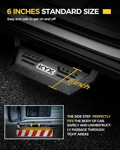 Miniatura 4 de KYX Estribos para Ford F150 SuperCrew Cab 2015-2025 / Ford F250 F350 SuperDuty Crew Cab 2017-2025, Escalones Laterales de 6 Pulgadas Barras Nerf