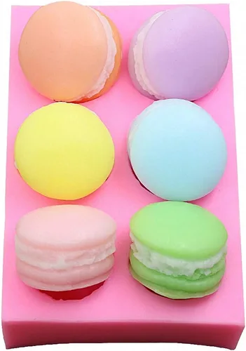 Miniatura 3 de MoldFun Molde de silicona para hamburguesa de macaron 3D de 6 cavidades para fondant, decoración de pasteles/cupcakes, hornear, pasta de goma