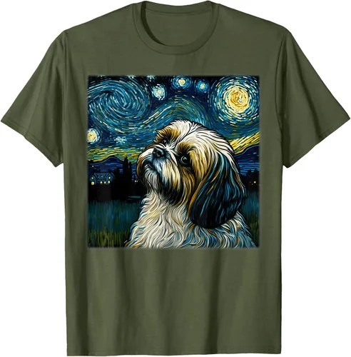 Miniatura 76 de Camiseta Surrealism Starry Night Shih Tzu Dog
