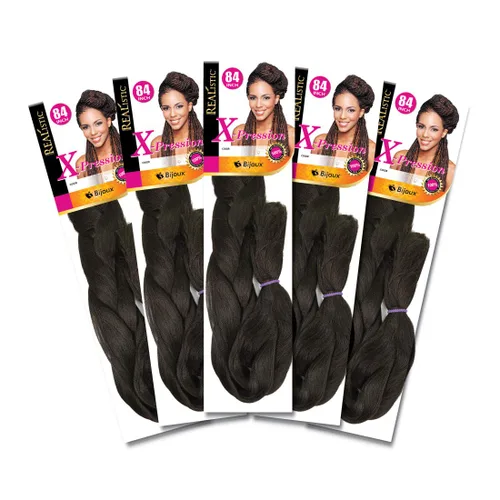 Miniatura 64 de Realistic Trenza original X-Pression 84 pulgadas 100% Kanekalon (paquete de 3, 1) M-61XPRES84