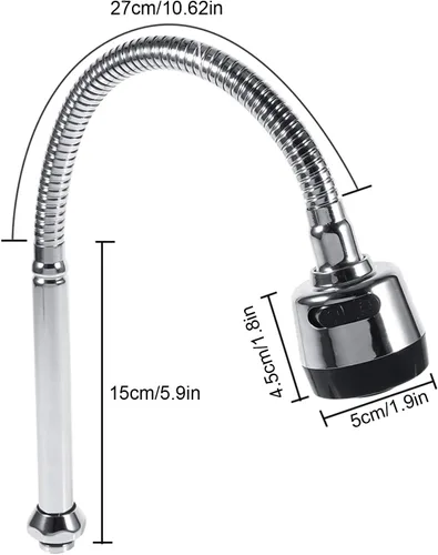 Miniatura 2 de Fdit Pulverizador de grifo giratorio de 360 grados 304 de acero inoxidable con boquilla giratoria para fregadero de cocina, pieza de repuesto