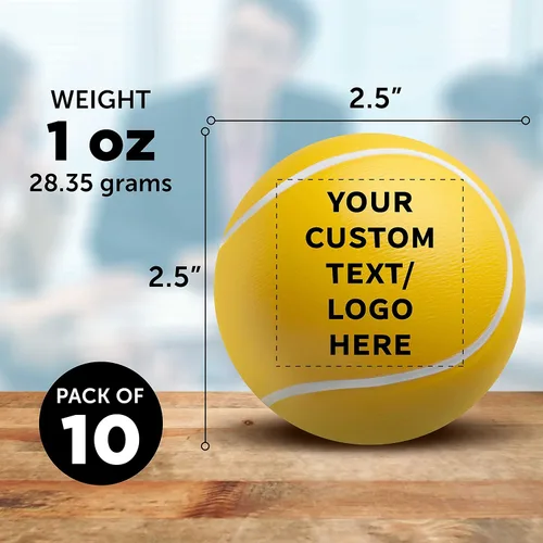 Miniatura 5 de DISCOUNT PROMOS Juego de 10 pelotas de tenis personalizadas con forma de pelota de tenis, paquete personalizado a granel, perfecto para regalos