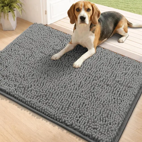 Miniatura 25 de Bcoimo Tapete súper absorbente para puerta de perro, 30 x 20 pulgadas, tapete antideslizante para patas fangosas, alfombras para mascotas para patas