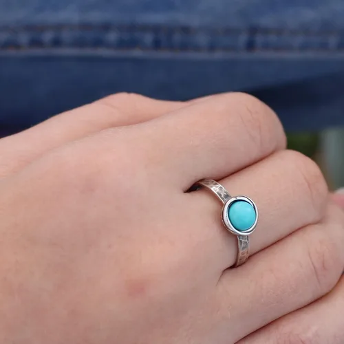 Miniatura 66 de Anillo de plata de ley con piedras preciosas para mujer, anillo apilable de piedra martillada, anillo de piedra natal