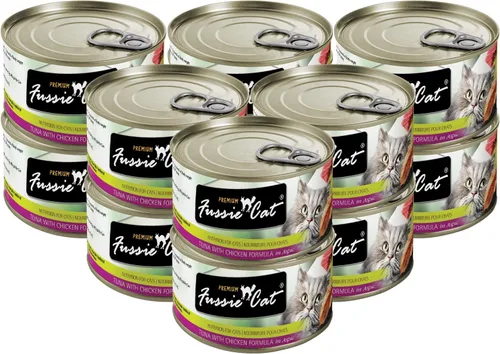Miniatura 8 de Fussie Cat Comida húmeda prémium de atún y gambas en Aspic sin granos para gatos, 2.82 onzas, caja de 24