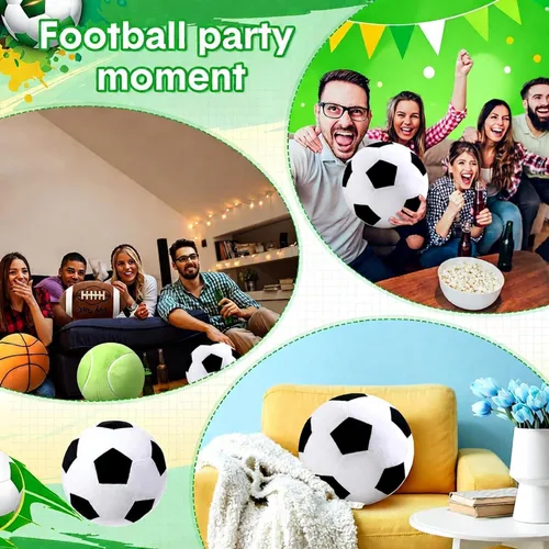 Miniatura 3 de Almohada de balón de fútbol, fútbol de peluche suave, bola esponjosa y esponjosa, felpa blanca y negra, decoración de habitación, regalo