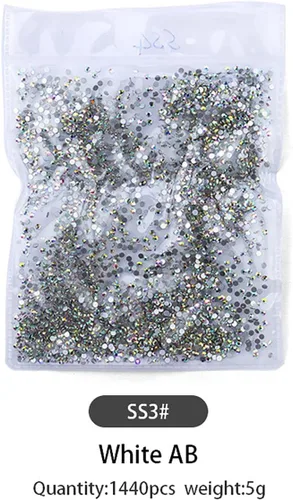 Miniatura 2 de 1440 diamantes de imitación de cristal SS3 para arte de uñas de cristal AB con parte trasera plana para manualidades, uñas, bolsas de maquillaje