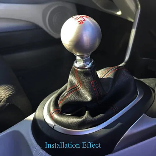 Miniatura 2 de Pomo universal para palanca de cambios manual y con costuras negras Car Shift Knob Dust Cover Made of Black Pu Leather with Black Seams Red Seams