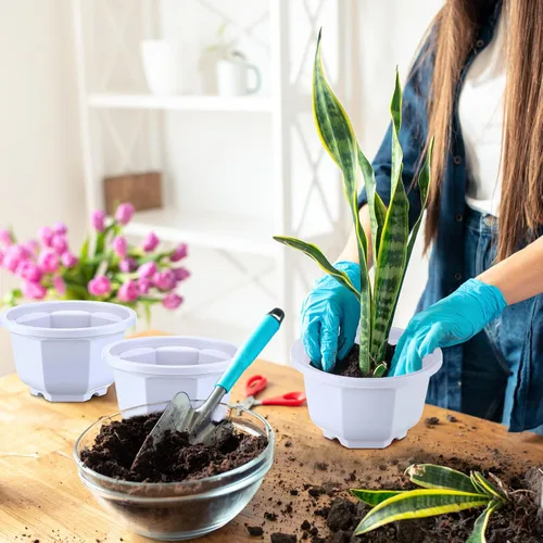 Miniatura 5 de Roshtia 24 piezas de maceta colgante de plástico con gancho, macetas de flores, cestas, soporte de maceta de vivero colgante para plantas de jardín