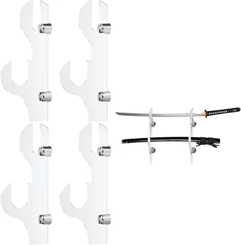 Miniatura 6 de uxcell Soporte de pared para espada, 2 juegos de soporte de exhibición de espada acrílica, soporte de exhibición de sable de luz, soporte de pared