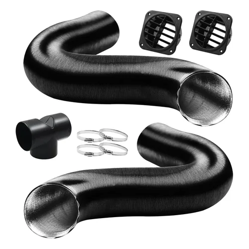 Miniatura 8 de 75mm Tubo de conducto para calentador automático, kit de salida de aire caliente con ramal en Y de 9 piezas, manguera de ventilación para calentador