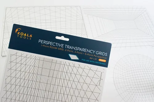 Miniatura 2 de Koala Tools Hojas de transparencia de cuadrícula perspectiva (paquete variado de 4) - 8.5 x 11 pulgadas Transparencias de proyector superior