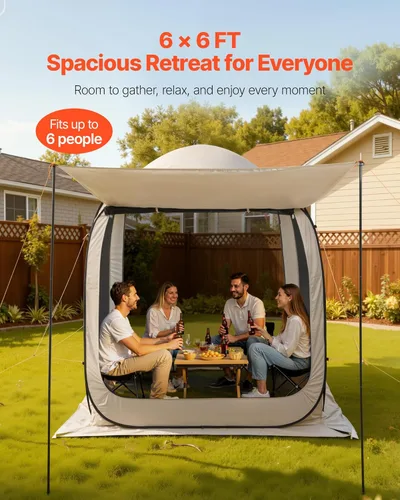 Miniatura 3 de VEVOR Tienda de campaña emergente con pantalla, 6 x 6 pies, carpa con pantalla de 6 lados para 4-6 personas con toldo extendido, toldo con pantalla