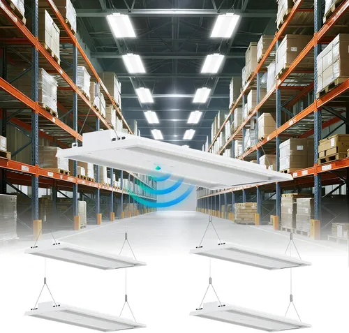 Miniatura 13 de Luz lineal LED de 300 W con sensor de movimiento, área de iluminación central más grande, 45000 lm, 120-277 V, 0-10 V, 5000 K, luces LED lineales