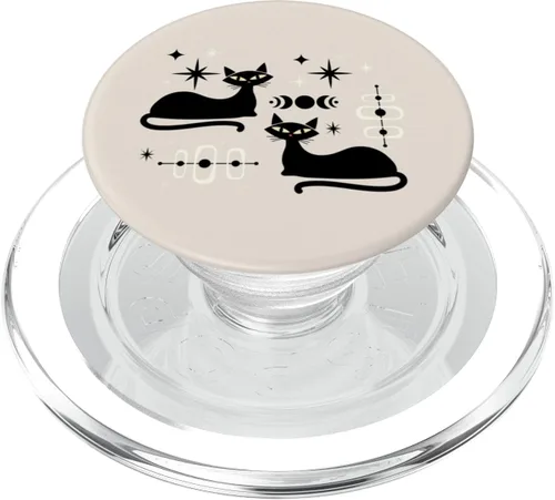 Retro Cat Midcentury Mid Century Atomic Age Beige Modern PopSockets MagSafe PopGrip para iPhone