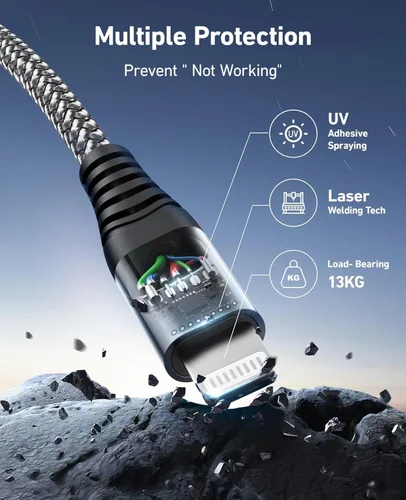 Miniatura 3 de Cable de carga corto para iPhone de 1 pie, [certificado Apple MFi], paquete de 3 cables Lightning USB de carga rápida, cable de carga i