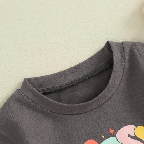 Miniatura 2 de Mameluco de manga corta para bebé recién nacido, niña y niño, con estampado de letras