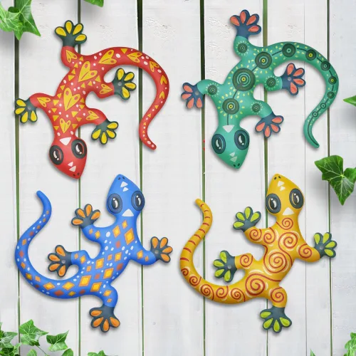 Miniatura 7 de Decoración de pared de Gecko de metal, decoración colgante de lagartos al aire libre para jardín, patio, valla, patio, balcón, regalo para mamá