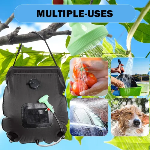 Miniatura 5 de Bolsa de ducha solar Bolsa de ducha solar de 5 galones/20L de calefacción solar Manguera extraíble Cabezal de ducha intercambiable