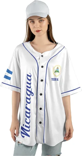 Miniatura 5 de Camiseta de béisbol de Nicaragua personalizada, camiseta de béisbol de Nicaragua personalizada para hombres y mujeres, camisas nicaragüenses