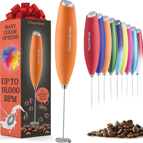 Miniatura 16 de Potente espumador de leche de mano, mini espumador de leche, funciona con pilas (no incluida), mezclador de bebidas de acero inoxidable para café