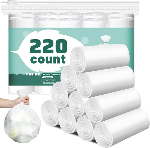 Miniatura 7 de 112 bolsas de basura de 4 galones, bolsas de basura blancas, bolsas de basura pequeñas para baño, bolsas de basura pequeñas para latas de baño