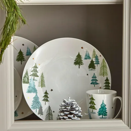 Miniatura 6 de Lenox 893565 Balsam Lane - Juego de vajilla de 12 piezas, verde, Navidad, alojamiento navideño