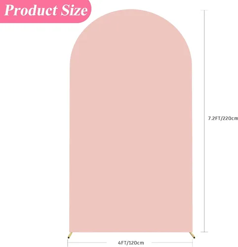 Miniatura 118 de Putros Cubierta de Arco de Boda 6 Pies Beige Spandex Ajustada Parte Superior Redonda Chiara Cubiertas de Soporte de Fondo para Decoración de Bodas