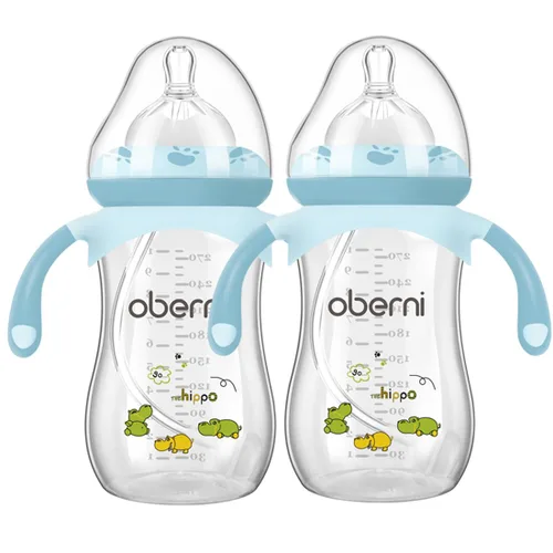Miniatura 10 de Botellas para bebé Oberni, botellas de leche para niños con pajita con peso y asa antideslizante, tamaño + flujo rápido variable, 12+ meses, sin
