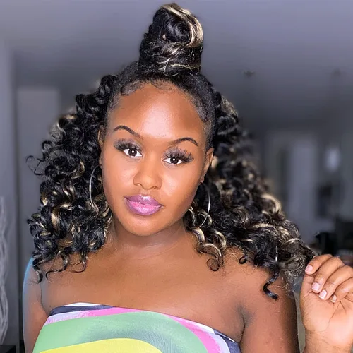 Miniatura 28 de Cabello de ganchillo con ondas oceánicas, 12 pulgadas, 8 paquetes de 3 tonos, cabello rizado de longitud media, rizado y ondulado profundo
