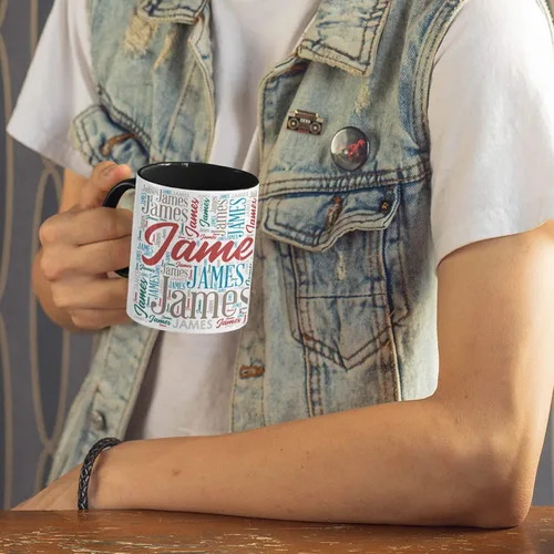 Miniatura 7 de Tazas de café personalizadas con arte de nube de palabras, 12 colores y 9 fuentes artísticas, 11 onzas. Regalos personalizados para parejas, hombres